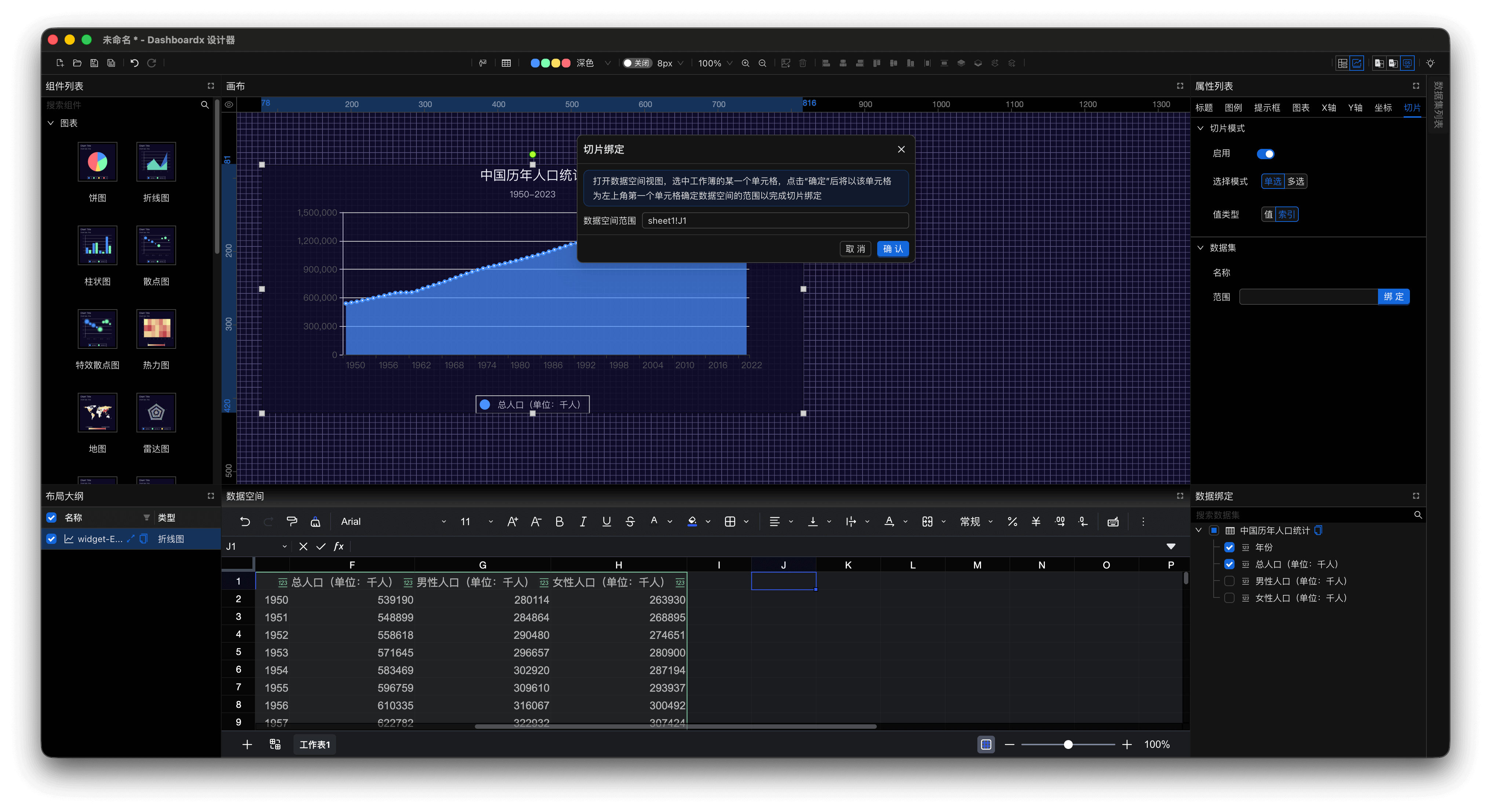 图11 绑定范围并创建切片数据集